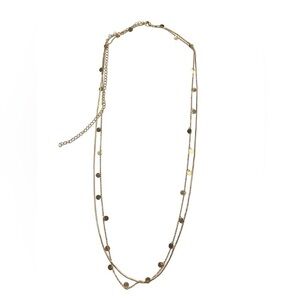 Long layered gold necklace